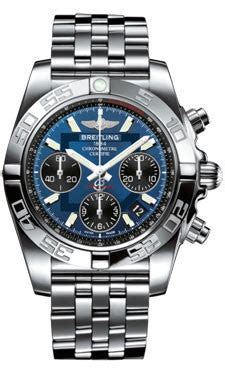 breitling chronomat 41 steel polished bezel pilot bracelet blue|Breitling chronograph.